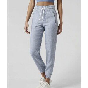 ATHLETA Cabo LINEN Summer Resort Jogger Pants Chambray Blue 4